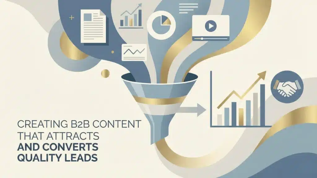 B2B content marketing strategy illustrating how high-quality content attracts and converts qualified business leads through intent-driven messaging and funnel alignment