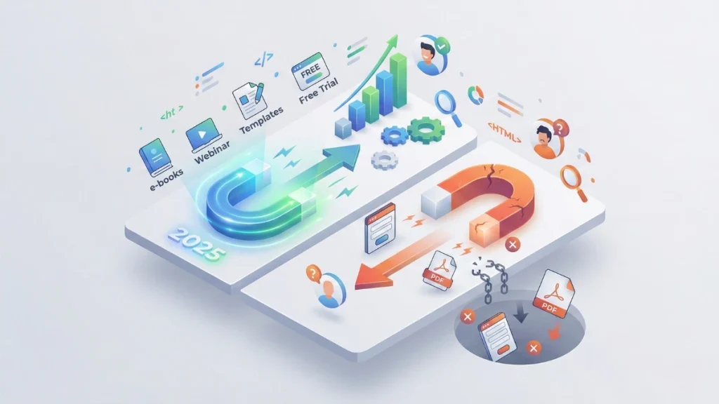 Comparison of B2B lead magnets showing which formats qualify intent and which fail to convert