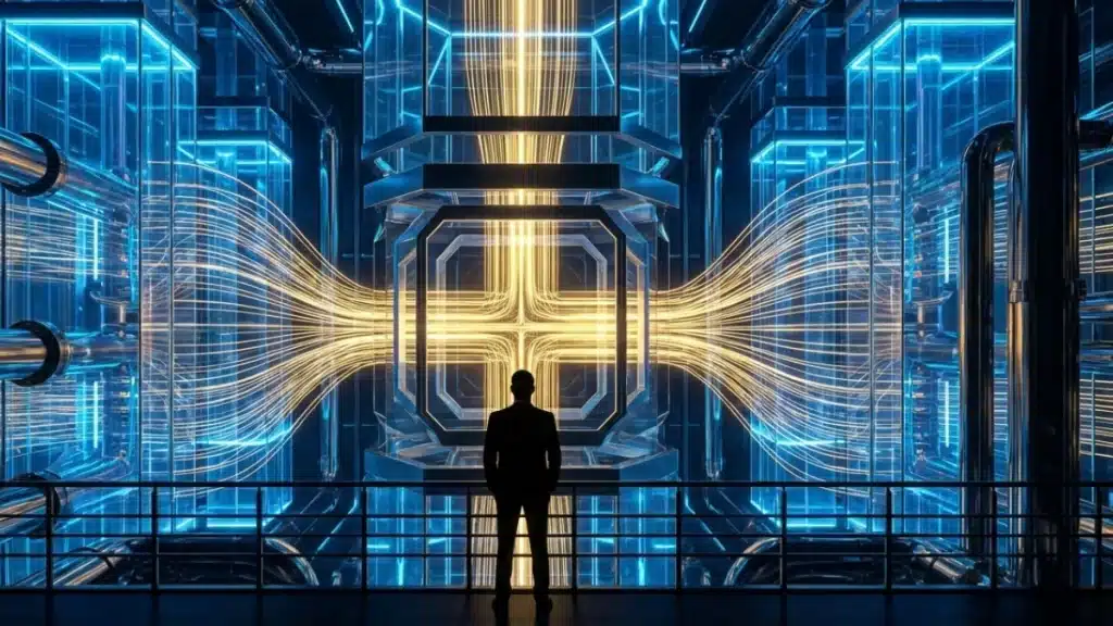 Holistic diagram of a B2B lead generation engine showing the flow from organic SEO authority to CRM integration and closed-won revenue.